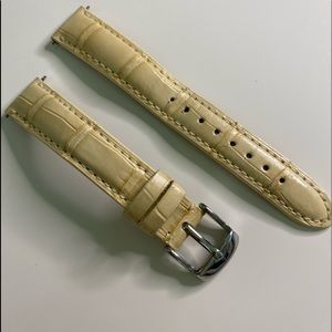 Authentic cream genuine alligator skin Michele watch band. Made in USA.